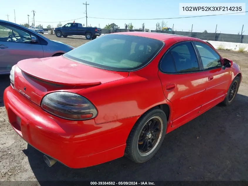 1999 Pontiac Grand Prix Gt VIN: 1G2WP52K3XF214235 Lot: 39384582