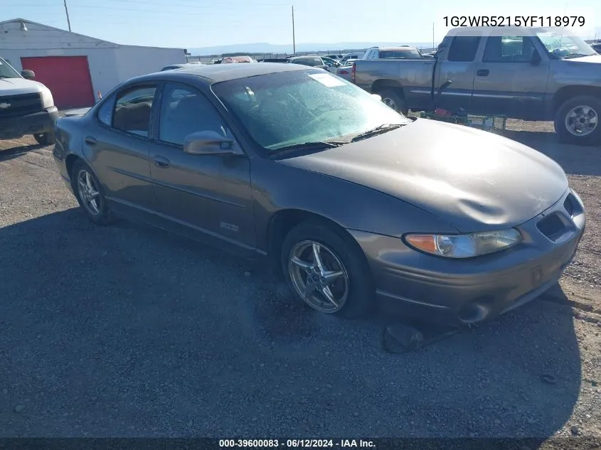 2000 Pontiac Grand Prix Gtp VIN: 1G2WR5215YF118979 Lot: 39600083