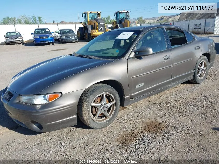 2000 Pontiac Grand Prix Gtp VIN: 1G2WR5215YF118979 Lot: 39600083