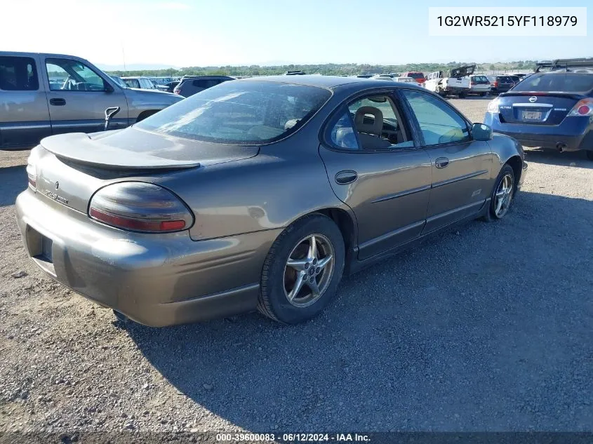 2000 Pontiac Grand Prix Gtp VIN: 1G2WR5215YF118979 Lot: 39600083