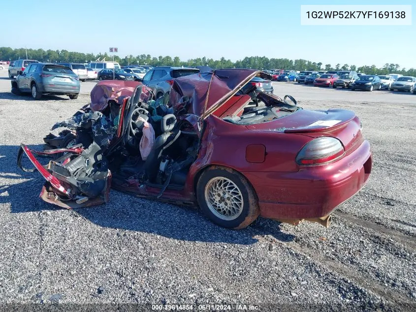 2000 Pontiac Grand Prix Gt VIN: 1G2WP52K7YF169138 Lot: 39614854