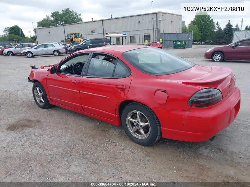 2000 Pontiac Grand Prix Gt VIN: 1G2WP52KXYF278810 Lot: 39664734