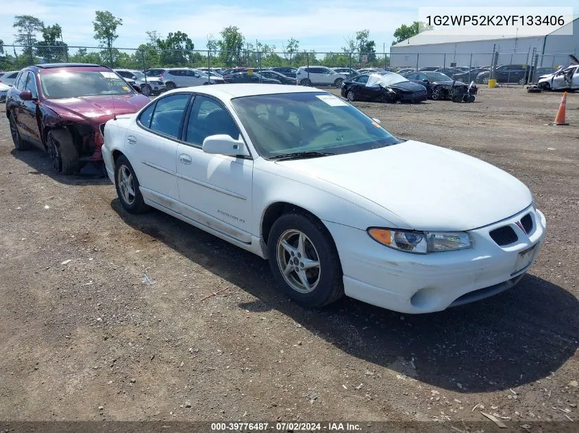 2000 Pontiac Grand Prix Gt VIN: 1G2WP52K2YF133406 Lot: 39776487