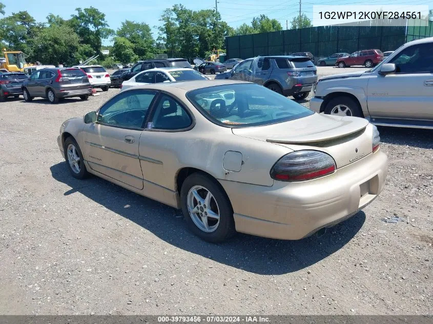 2000 Pontiac Grand Prix Gt VIN: 1G2WP12K0YF284561 Lot: 39793456