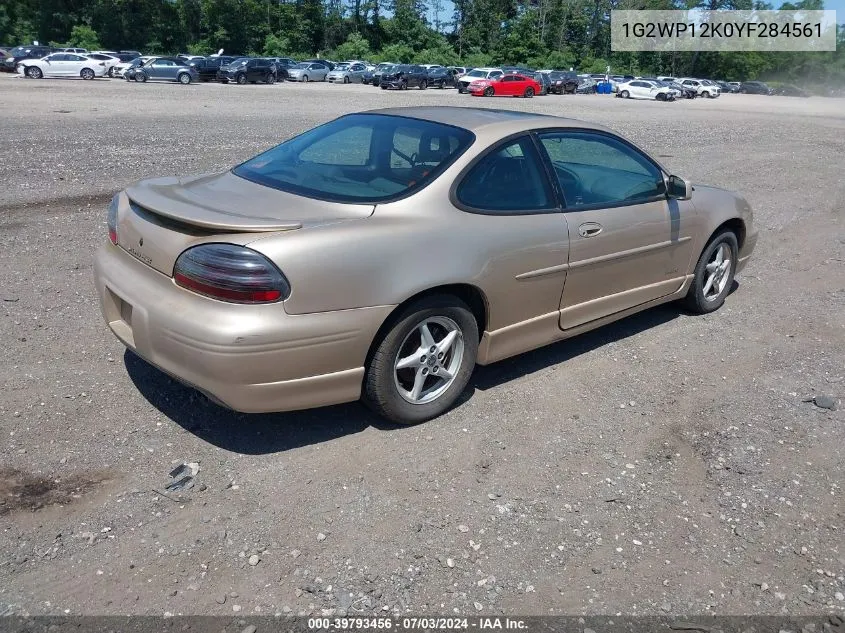 2000 Pontiac Grand Prix Gt VIN: 1G2WP12K0YF284561 Lot: 39793456