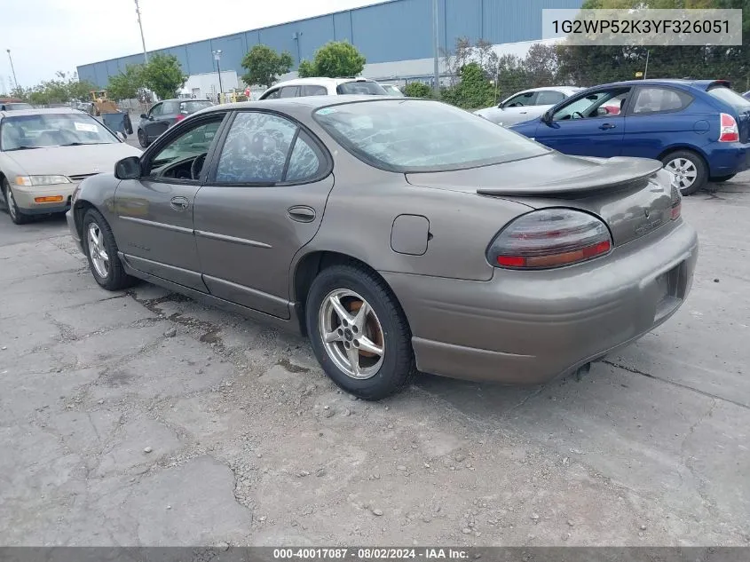 2000 Pontiac Grand Prix Gt VIN: 1G2WP52K3YF326051 Lot: 40017087