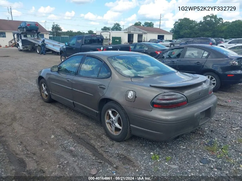 2000 Pontiac Grand Prix Gt VIN: 1G2WP52K2YF332729 Lot: 40164661