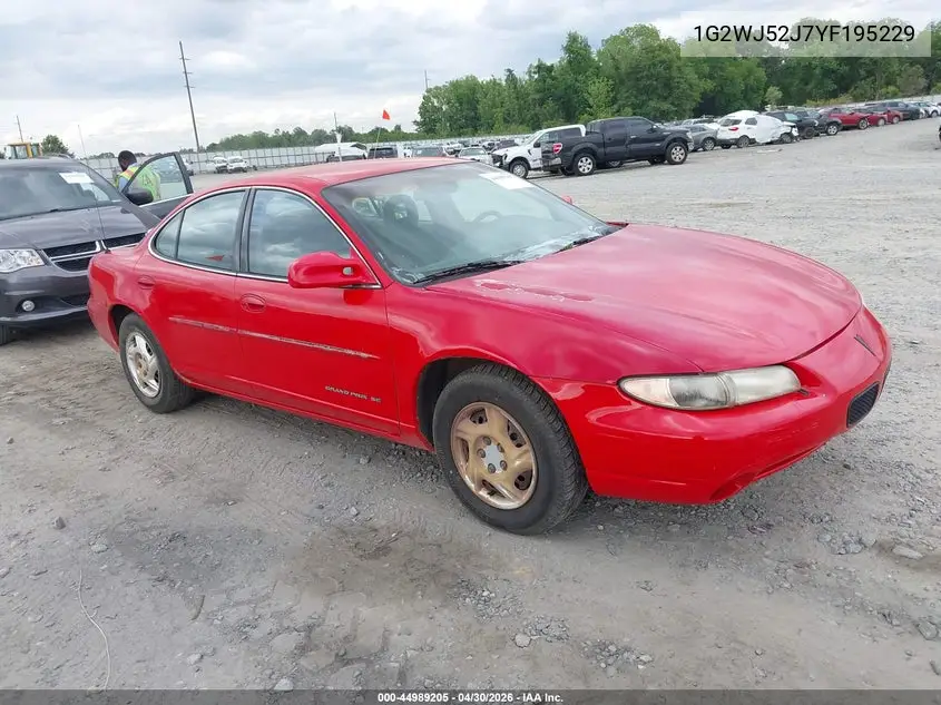 2000 Pontiac Grand Prix Se VIN: 1G2WJ52J7YF195229 Lot: 44989205
