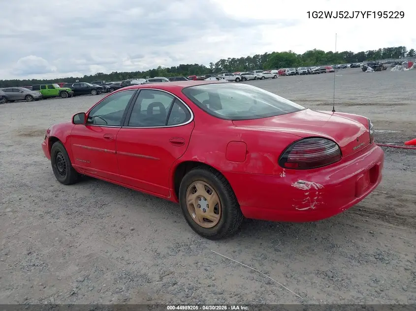 2000 Pontiac Grand Prix Se VIN: 1G2WJ52J7YF195229 Lot: 44989205