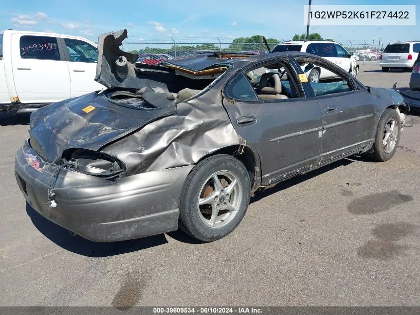 2001 Pontiac Grand Prix Gt VIN: 1G2WP52K61F274422 Lot: 39609534