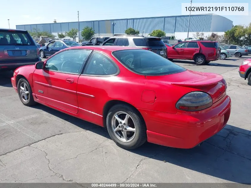 2001 Pontiac Grand Prix Gtp VIN: 1G2WR12191F110768 Lot: 40244499