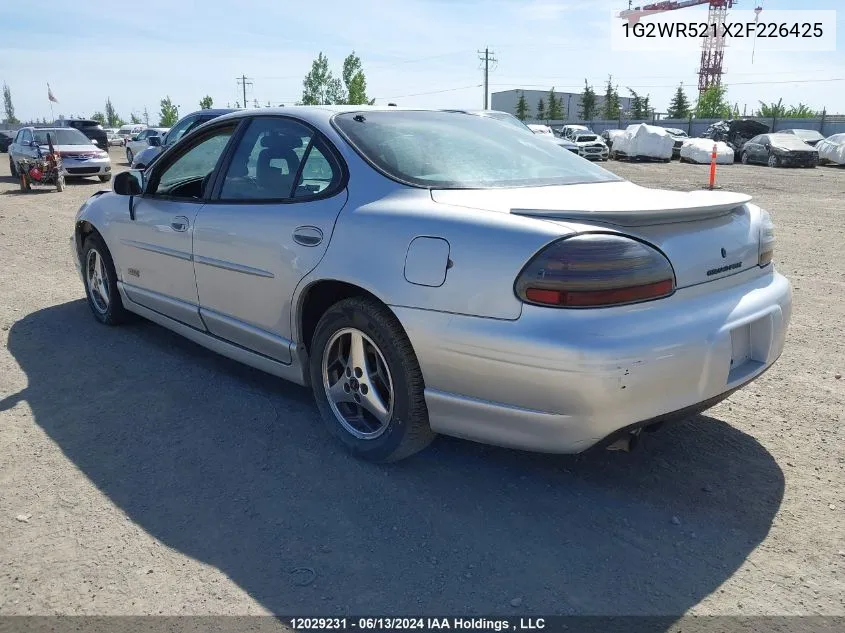 2002 Pontiac Grand Prix VIN: 1G2WR521X2F226425 Lot: 12029231