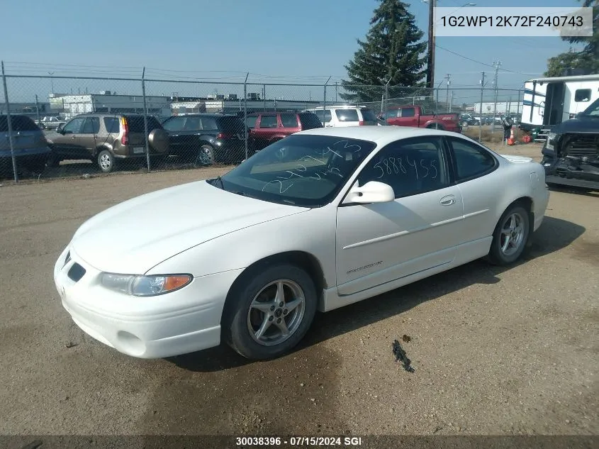 2002 Pontiac Grand Prix Gt VIN: 1G2WP12K72F240743 Lot: 30038396