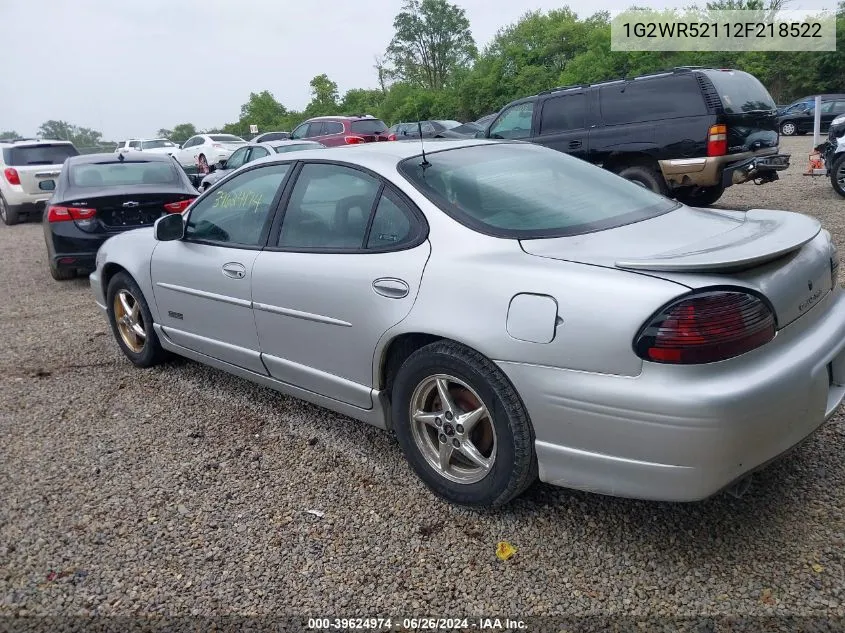 2002 Pontiac Grand Prix Gtp VIN: 1G2WR52112F218522 Lot: 39624974