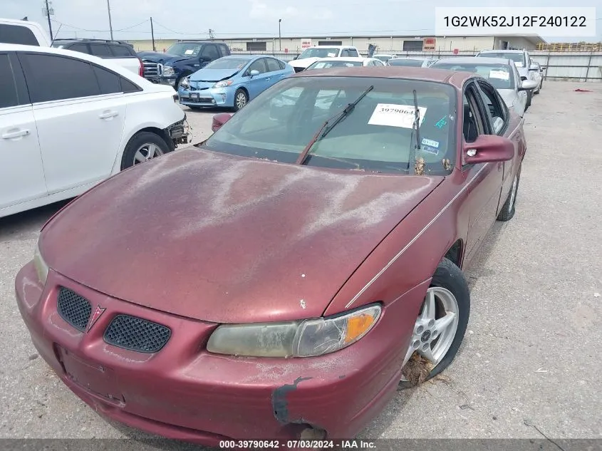 2002 Pontiac Grand Prix Se VIN: 1G2WK52J12F240122 Lot: 39790642