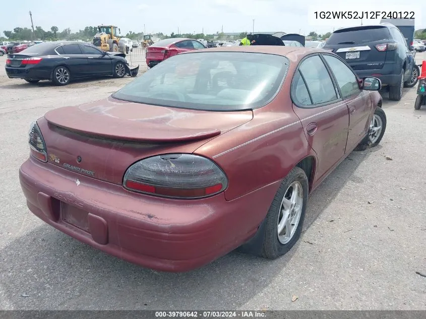 2002 Pontiac Grand Prix Se VIN: 1G2WK52J12F240122 Lot: 39790642