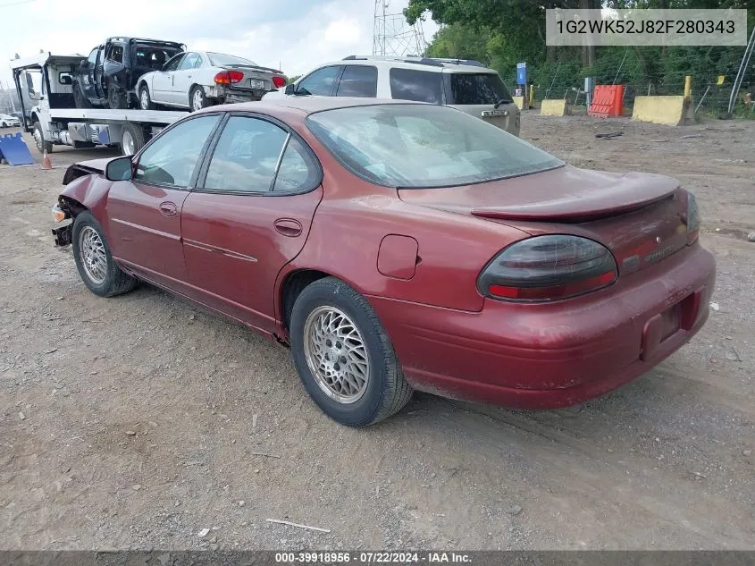 2002 Pontiac Grand Prix Se VIN: 1G2WK52J82F280343 Lot: 39918956