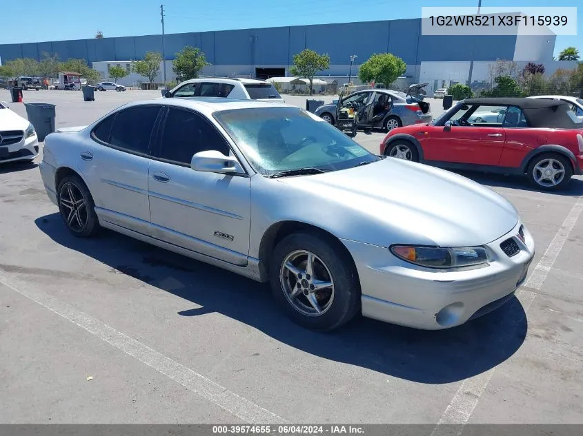 2003 Pontiac Grand Prix Gtp VIN: 1G2WR521X3F115939 Lot: 39574655