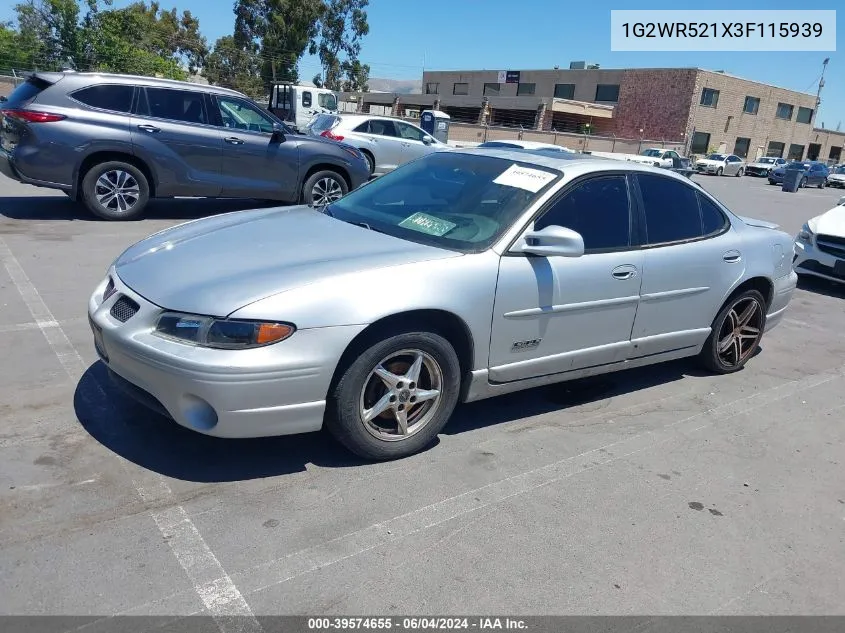 2003 Pontiac Grand Prix Gtp VIN: 1G2WR521X3F115939 Lot: 39574655