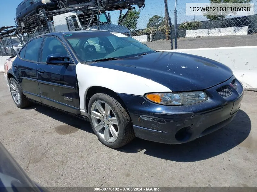 2003 Pontiac Grand Prix Gtp VIN: 1G2WR52103F106098 Lot: 39776192