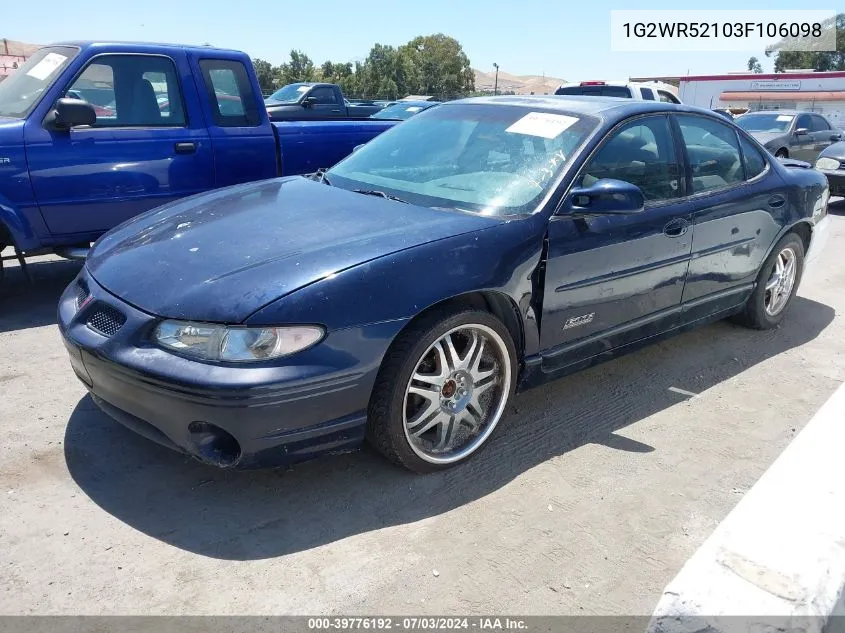 2003 Pontiac Grand Prix Gtp VIN: 1G2WR52103F106098 Lot: 39776192