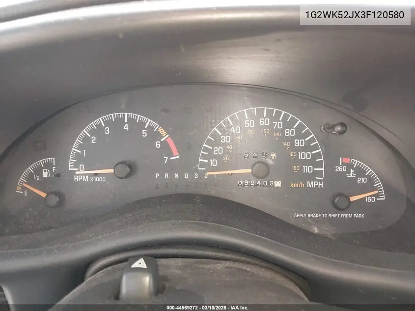 2003 Pontiac Grand Prix Se VIN: 1G2WK52JX3F120580 Lot: 44569272
