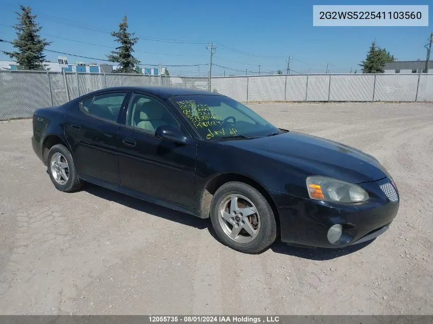 2004 Pontiac Grand Prix Gt2 VIN: 2G2WS522541103560 Lot: 12055735