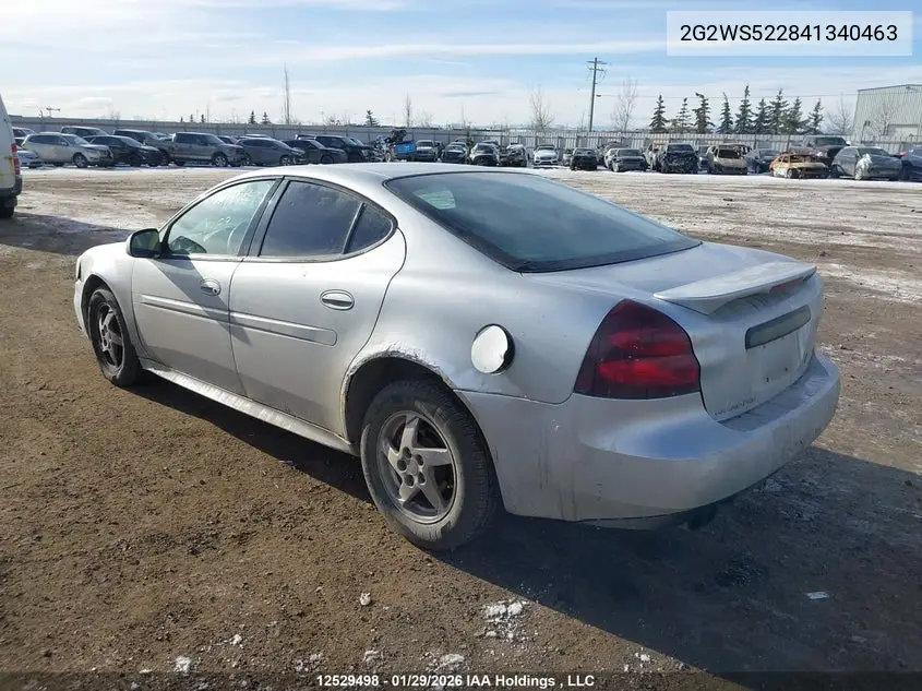 2004 Pontiac Grand Prix Gt2 VIN: 2G2WS522841340463 Lot: 12529498
