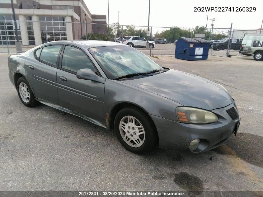 2004 Pontiac Grand Prix Gt VIN: 2G2WP522741260329 Lot: 20172831