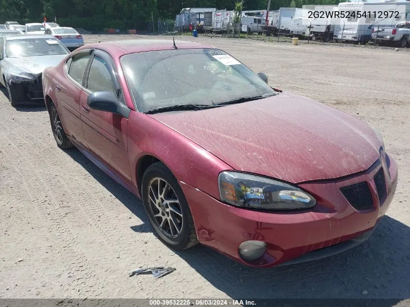 2004 Pontiac Grand Prix Gtp VIN: 2G2WR52454112972 Lot: 39532225