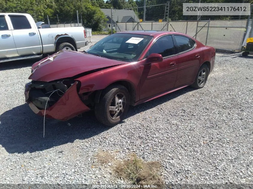 2004 Pontiac Grand Prix Gt2 VIN: 2GZWS522341176412 Lot: 39536602