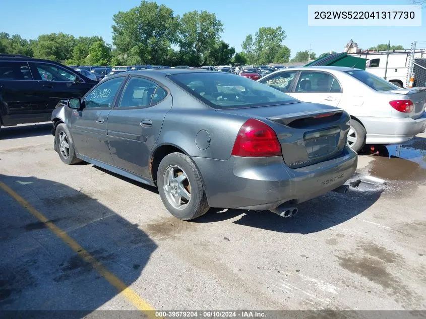 2004 Pontiac Grand Prix Gt2 VIN: 2G2WS522041317730 Lot: 39579204