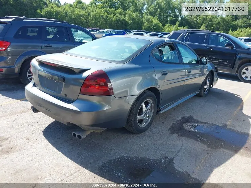 2004 Pontiac Grand Prix Gt2 VIN: 2G2WS522041317730 Lot: 39579204