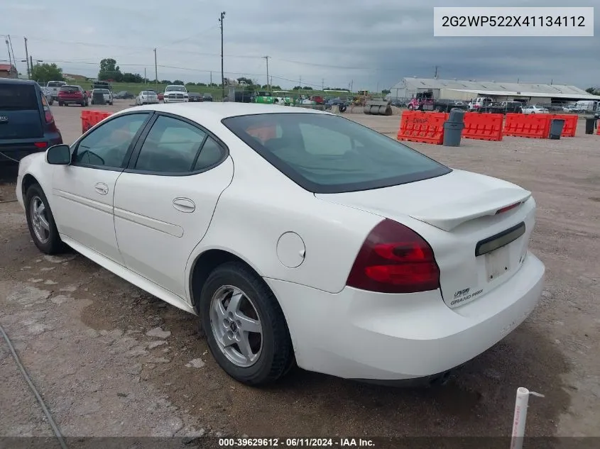 2004 Pontiac Grand Prix Gt1 VIN: 2G2WP522X41134112 Lot: 39629612