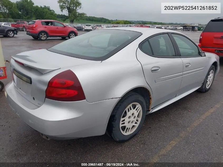 2004 Pontiac Grand Prix Gt1 VIN: 2G2WP522541261852 Lot: 39651487