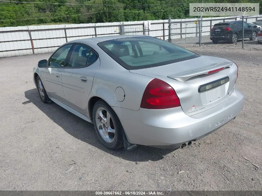 2004 Pontiac Grand Prix Gtp VIN: 2G2WR524941148594 Lot: 39667662