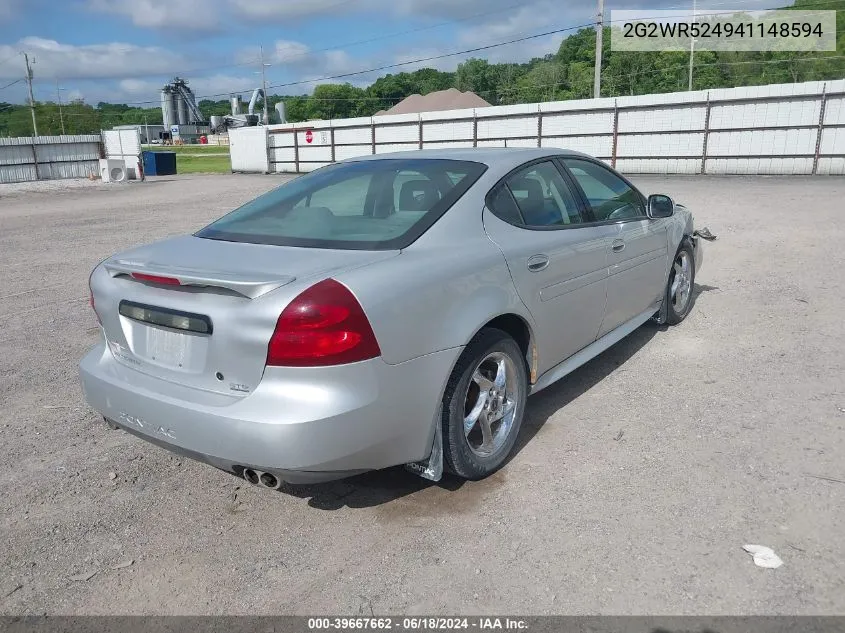 2004 Pontiac Grand Prix Gtp VIN: 2G2WR524941148594 Lot: 39667662