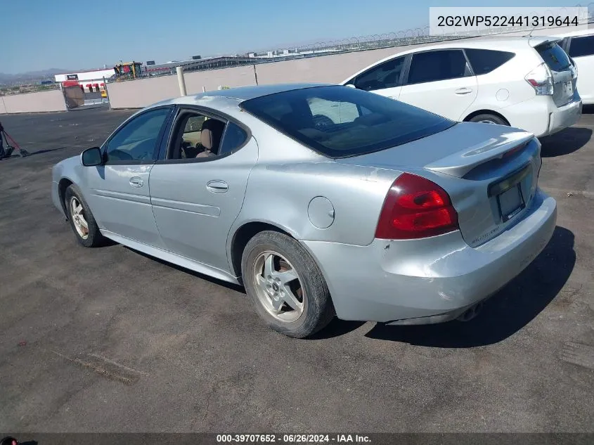 2004 Pontiac Grand Prix Gt1 VIN: 2G2WP522441319644 Lot: 39707652