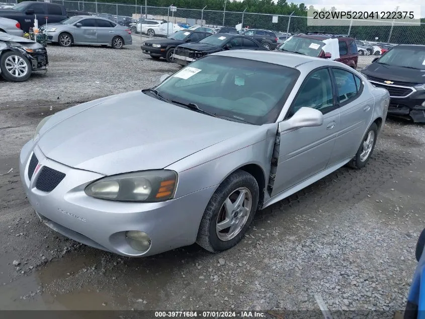 2004 Pontiac Grand Prix Gt1 VIN: 2G2WP522041222375 Lot: 39771684