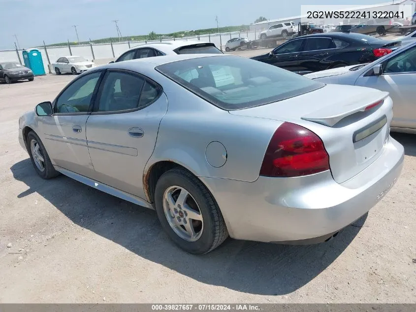 2004 Pontiac Grand Prix Gt2 VIN: 2G2WS522241322041 Lot: 39827657