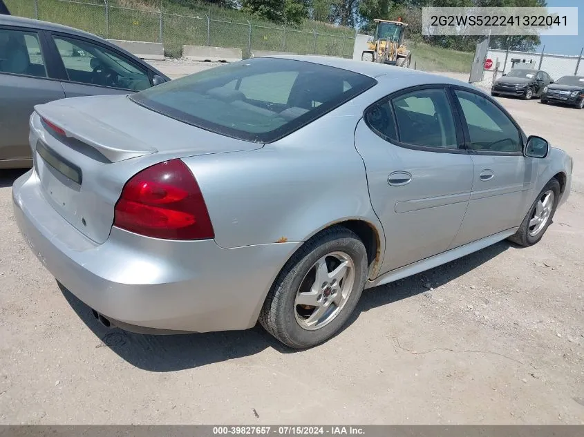 2004 Pontiac Grand Prix Gt2 VIN: 2G2WS522241322041 Lot: 39827657