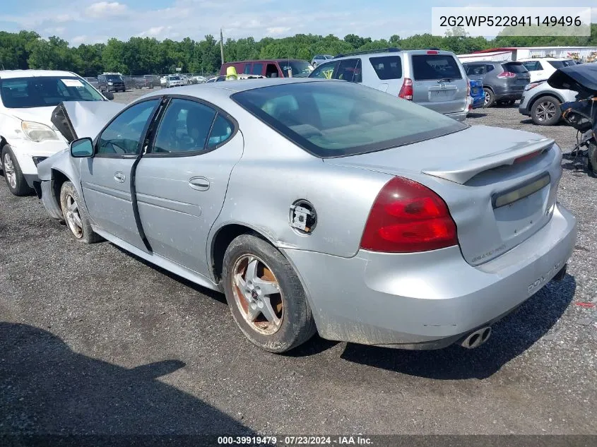 2004 Pontiac Grand Prix Gt1 VIN: 2G2WP522841149496 Lot: 39919479