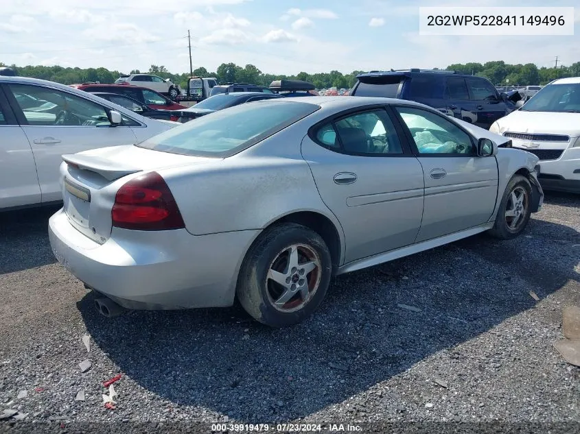 2004 Pontiac Grand Prix Gt1 VIN: 2G2WP522841149496 Lot: 39919479