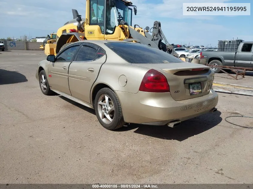 2004 Pontiac Grand Prix Gtp VIN: 2G2WR524941195995 Lot: 40000105