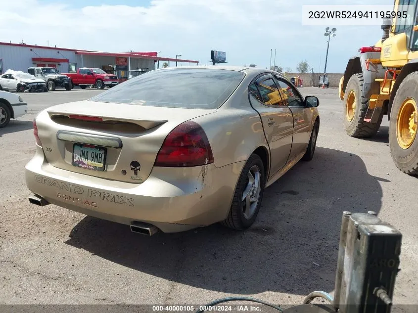 2004 Pontiac Grand Prix Gtp VIN: 2G2WR524941195995 Lot: 40000105