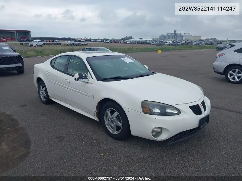 2004 Pontiac Grand Prix Gt2 VIN: 2G2WS522141114247 Lot: 40002757