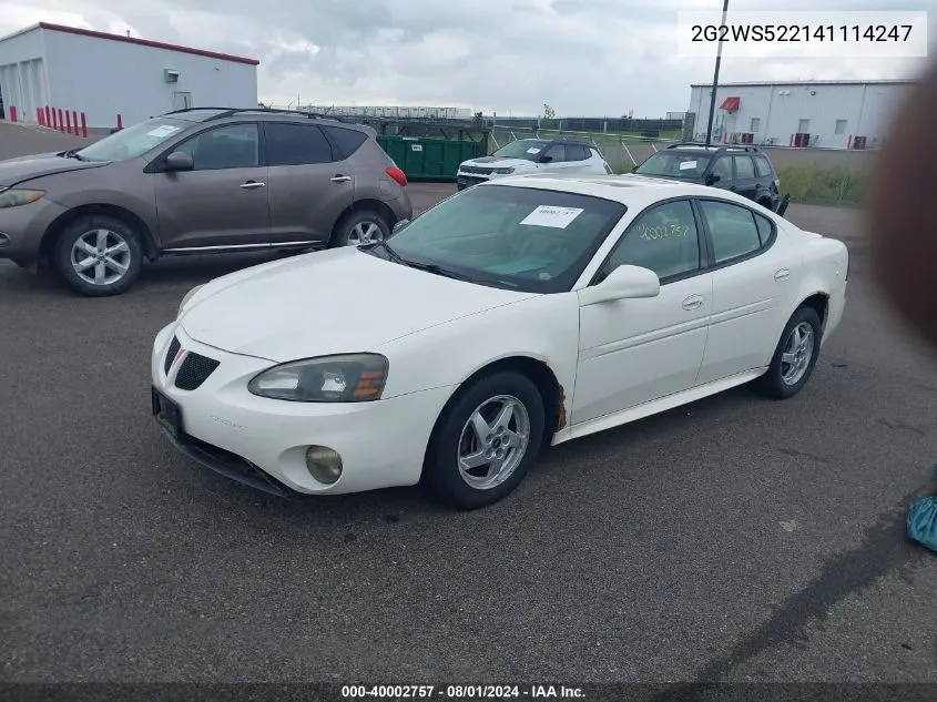 2004 Pontiac Grand Prix Gt2 VIN: 2G2WS522141114247 Lot: 40002757