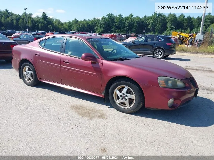 2004 Pontiac Grand Prix Gt2 VIN: 2G2WS522141114233 Lot: 40030077