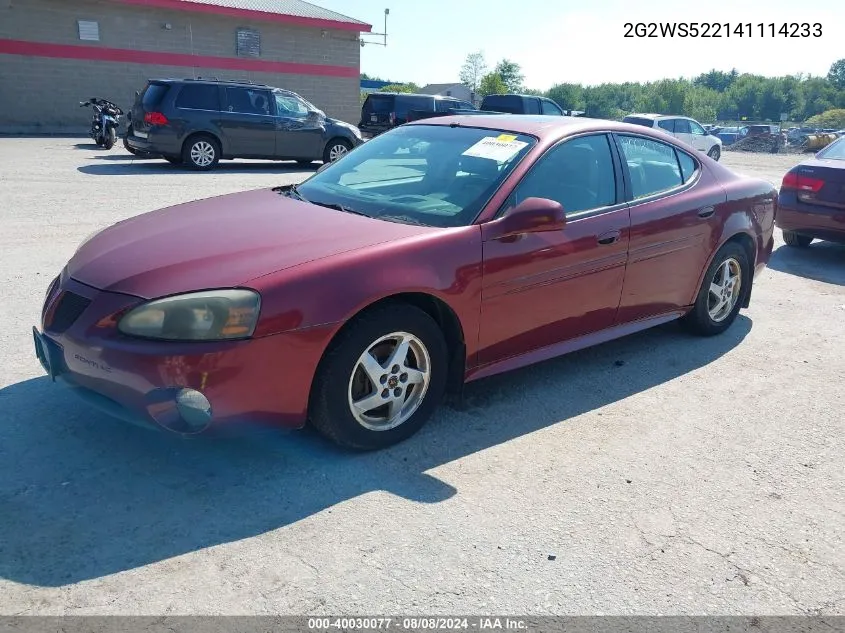 2004 Pontiac Grand Prix Gt2 VIN: 2G2WS522141114233 Lot: 40030077