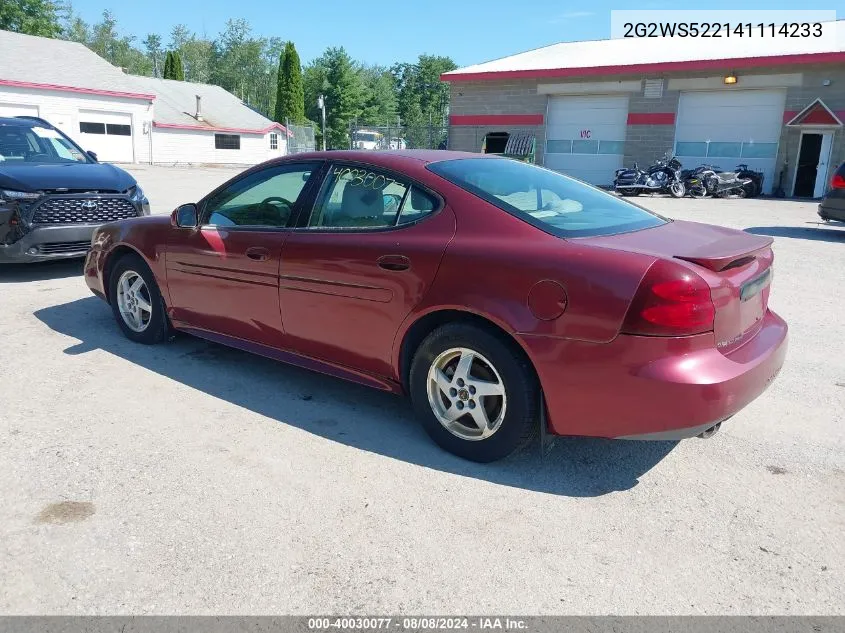 2004 Pontiac Grand Prix Gt2 VIN: 2G2WS522141114233 Lot: 40030077